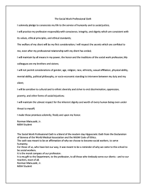 Social Work Pledge Certificate  Form