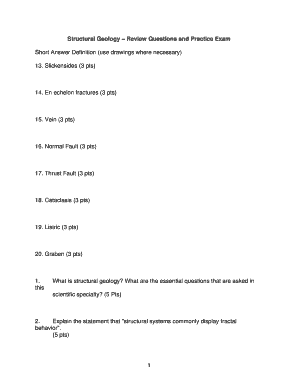 Structural Geology Questions and Answers PDF  Form