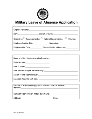 Military Leave of Absence Form