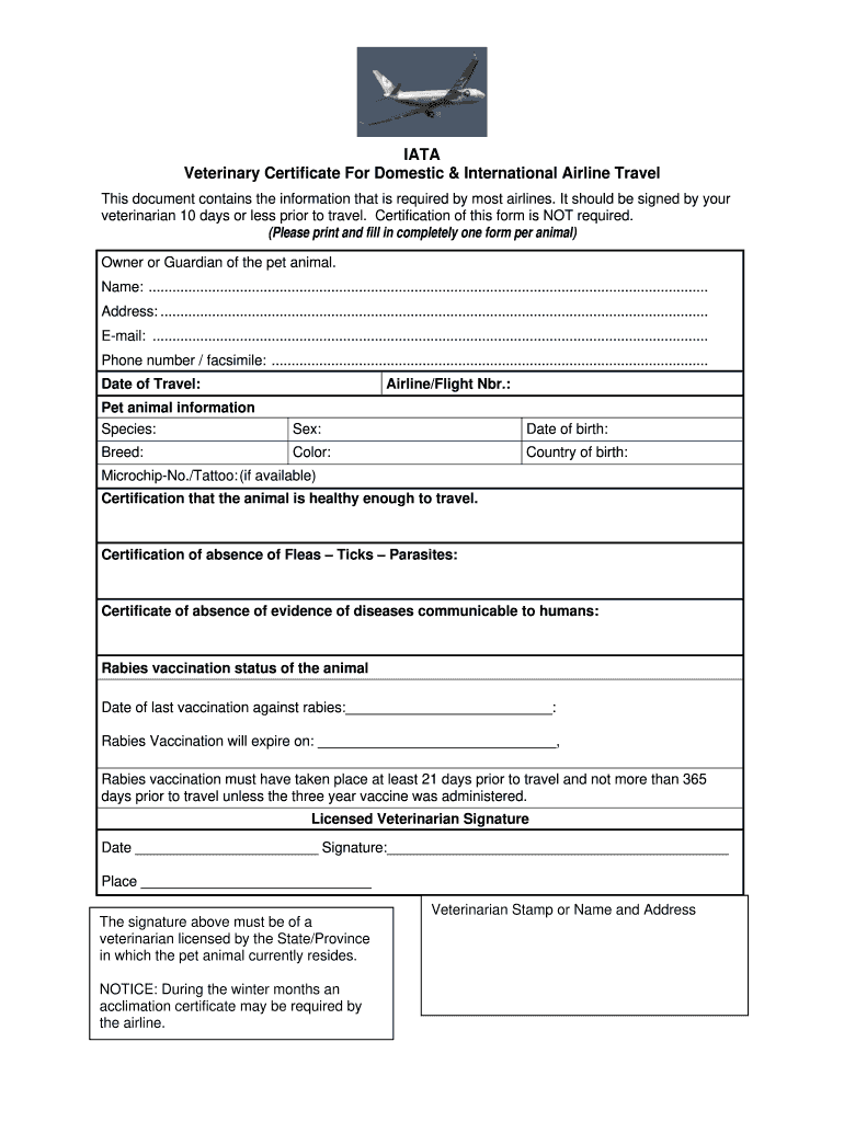 veterinary certificate fill out and sign printable pdf