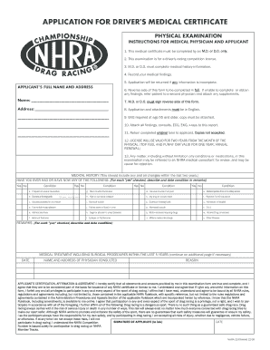 Nhra Physical Form