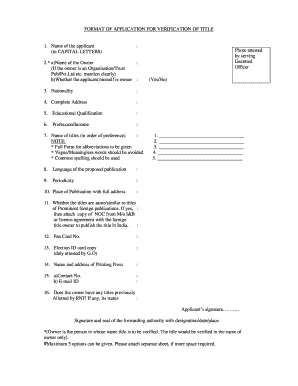Rni Title Verification Form PDF