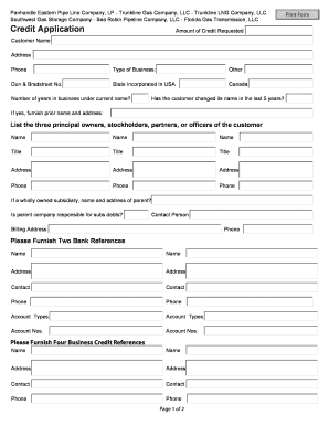Credit Application Panhandle Energy Form