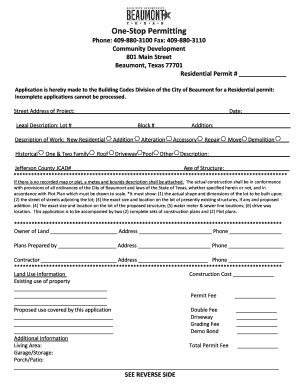 City of Beaumont Online Permits  Form
