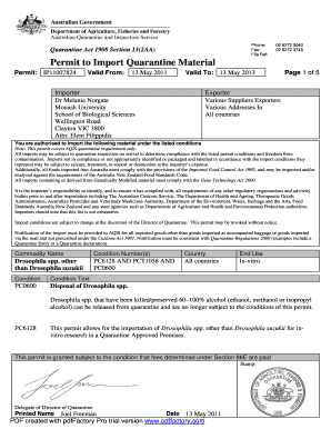 Quarantine Permit  Form