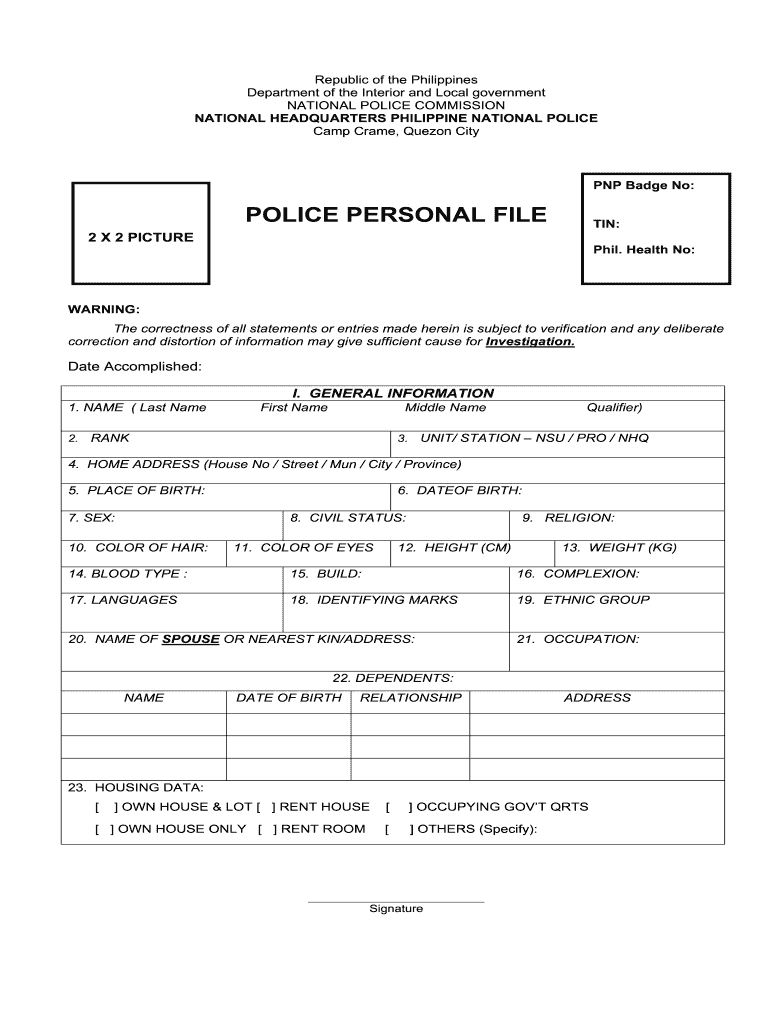 Pais Pnp Gov Ph  Form