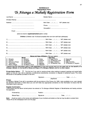 Te Aitanga a Mahaki Registration  Form