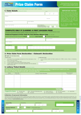 The Lott Prize Claim Form Nsw