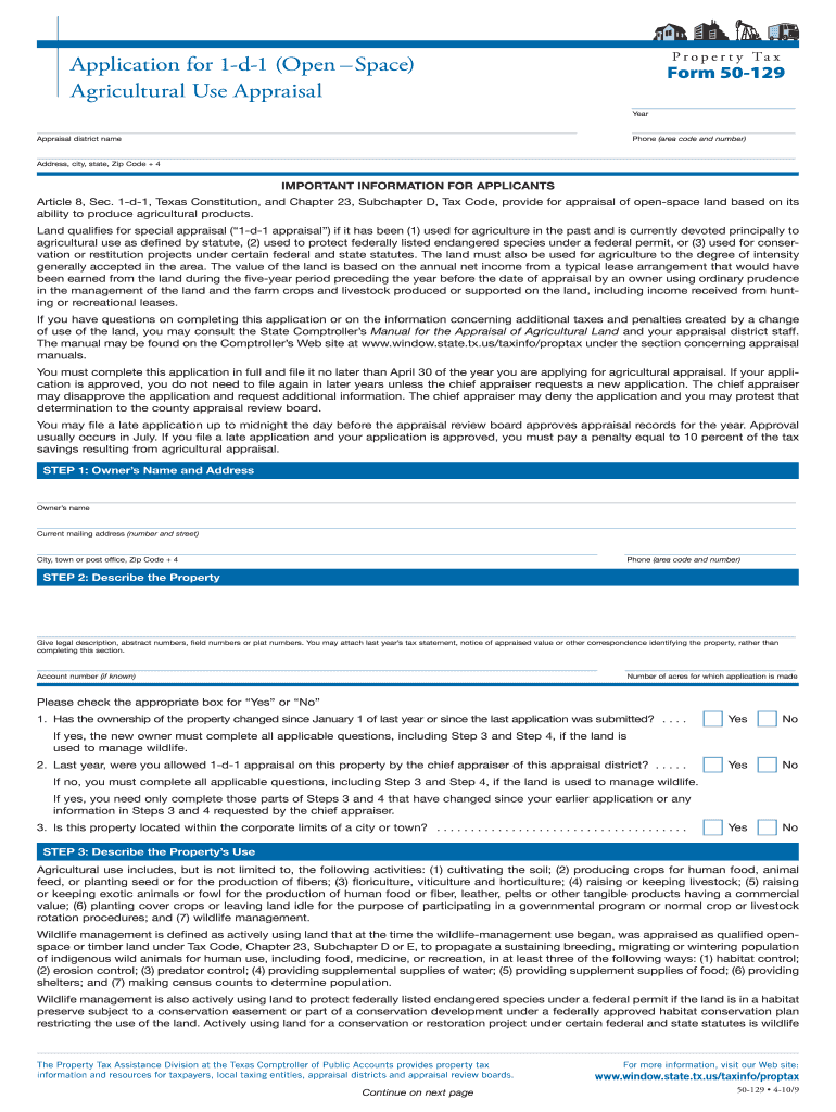  Online Application Property Tax Form 50 129 2020