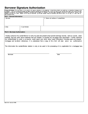 Mortgage Authorization Form to Release Information