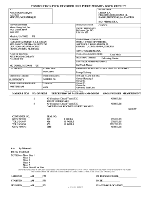 Dock Receipt PDF  Form