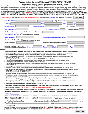 San Gorgonio Dayhike Permit Meetup  Form