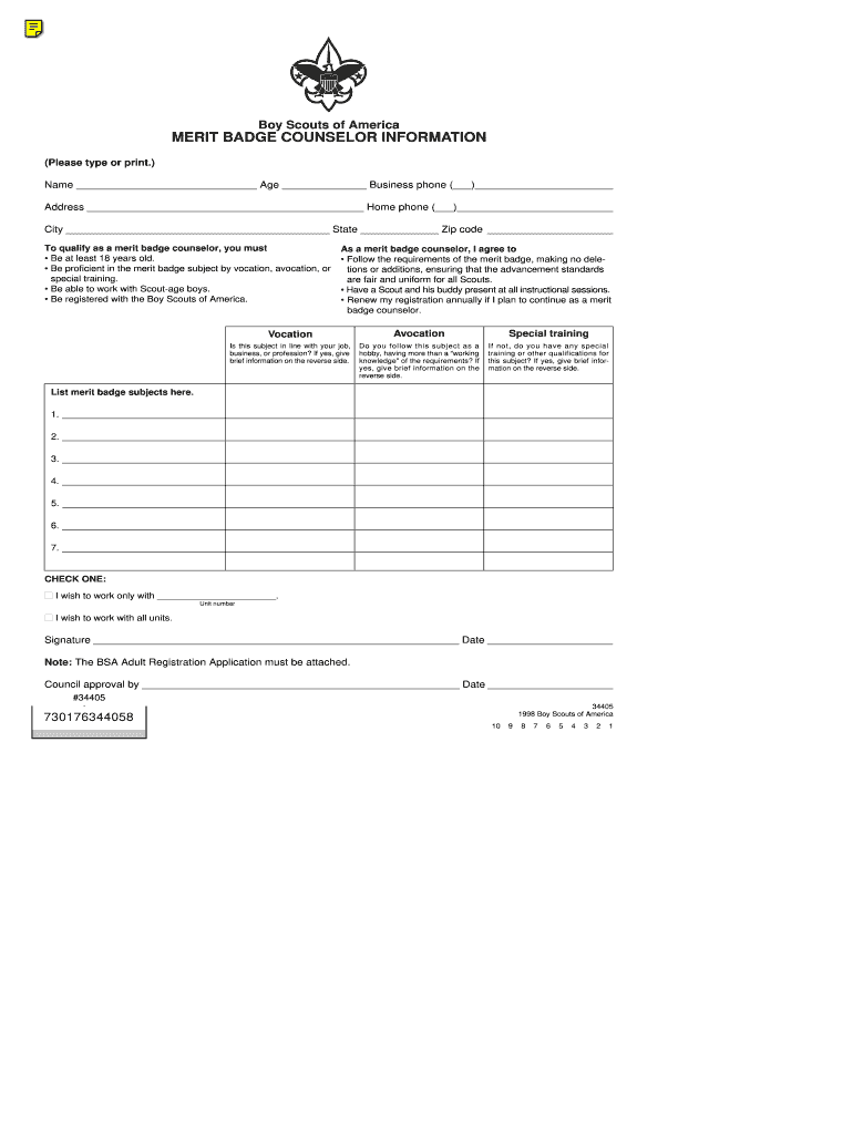  Trails Application Form 1998