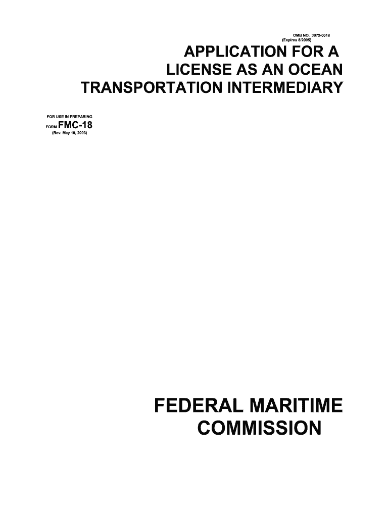  Application for a License as an Ocean Transportation Intermediary 2003