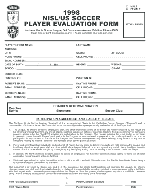 Football Assessment Sheet  Form