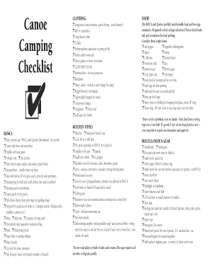 Rv Camping Checklist PDF  Form