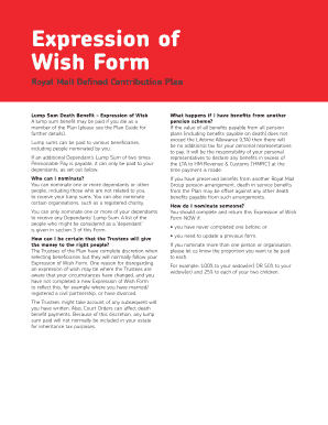 Expression of Wish Form Royal Mail Group