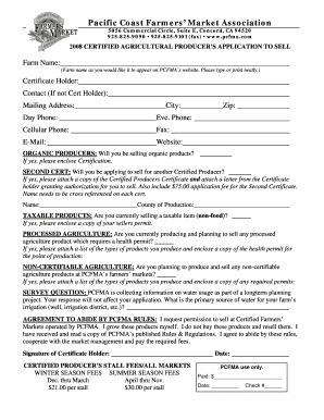 Farmers Market Application Form
