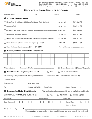 Share Certificate Template Ontario  Form