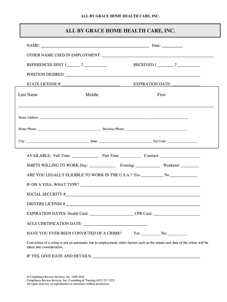 Care Application Form
