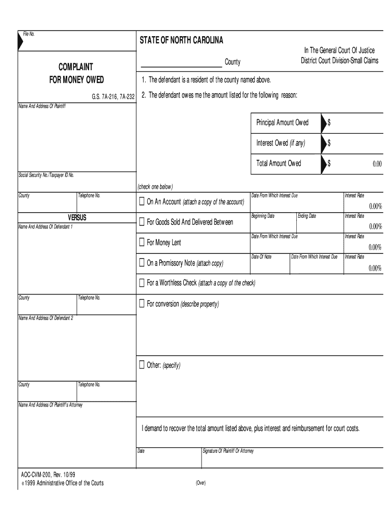 Fillable Money Owed Form