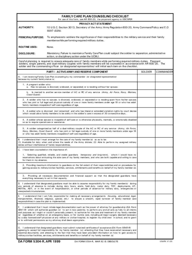 Da Form 5304 July