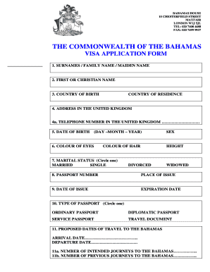 Bahamas Visa  Form