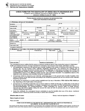 Switzerland Insurance Check Form