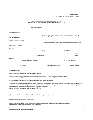 FORM a Bis to Be Filled in in CAPITAL LETTERS Studiare in Italia