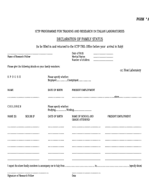 Family Status Document  Form