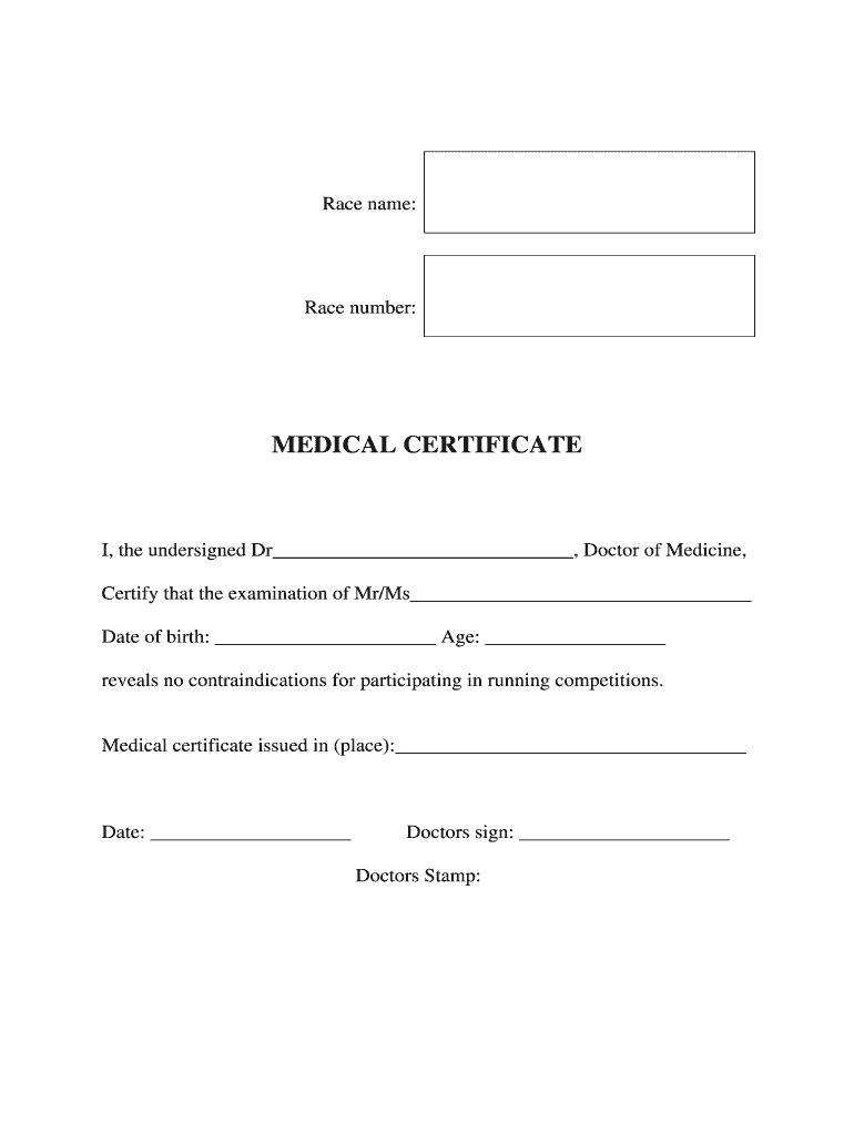 Medical Certificate Form