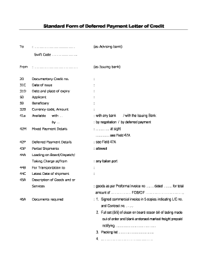 Deferred Payment Letter of Credit Example  Form