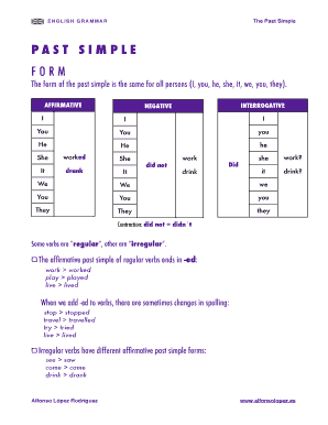 Past Simple PDF Alfonsolopez Es  Form