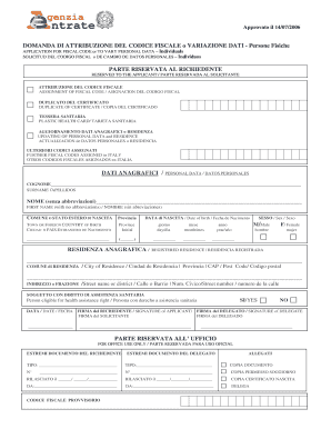  Domanda Di Attribuzione Codice Fiscale 2006