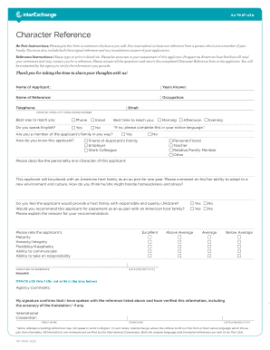 Au Pair Reference Letter  Form