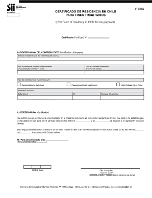 Certificado De Residencia Chile  Form