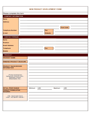 New Product Development Form Template