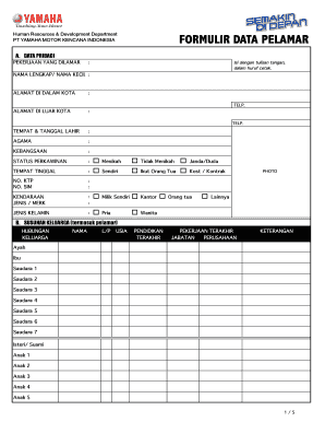Formulir Pendaftaran Pt Yamaha Indonesia Motor Manufacturing
