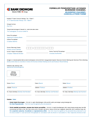 Formulir Penghentian Layanan Business Channel Bank Ekonomi Bankekonomi Co