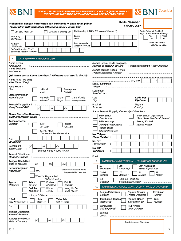  Contoh Cara Mengisi Formulir Pembukaan Rekening Bni 2011-2024