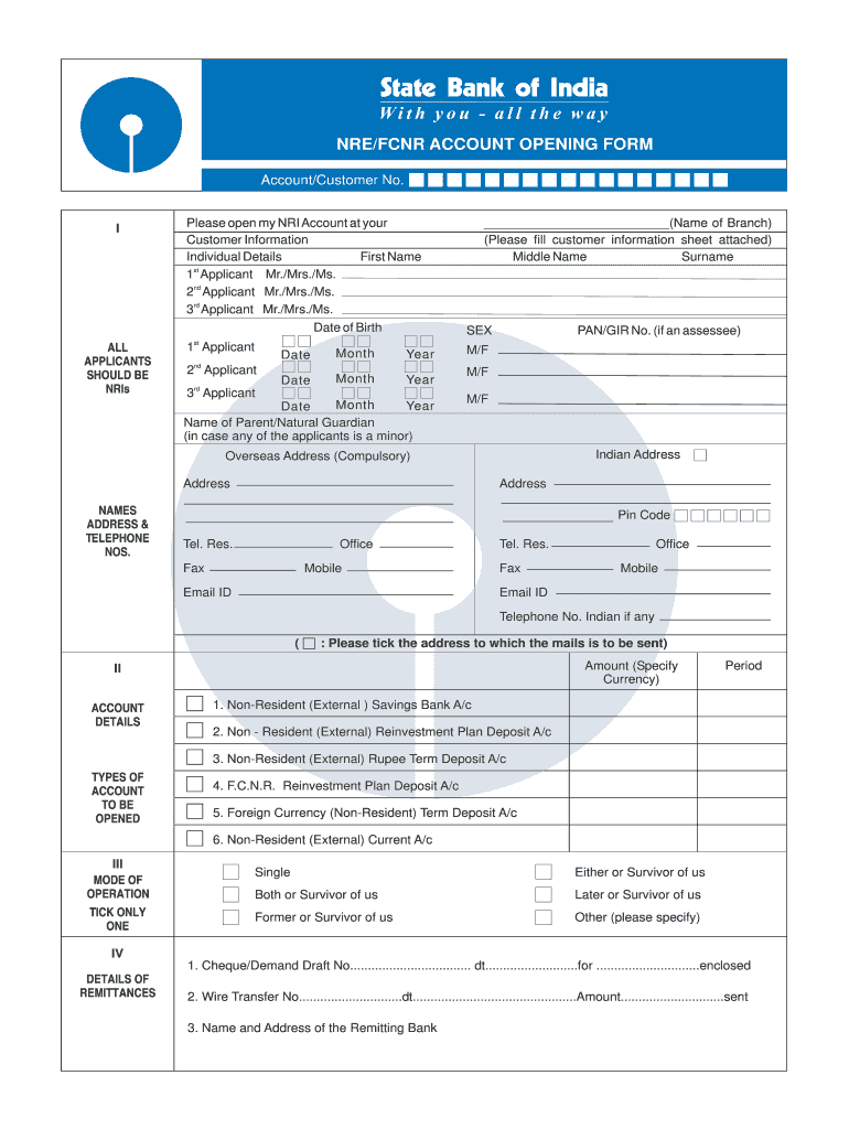 Sbi Account Opening Form PDF