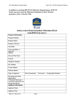 Best Western Job Application PDF  Form