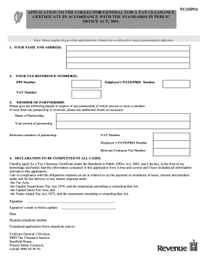 Tax Clearance Certificatetcsipo Form