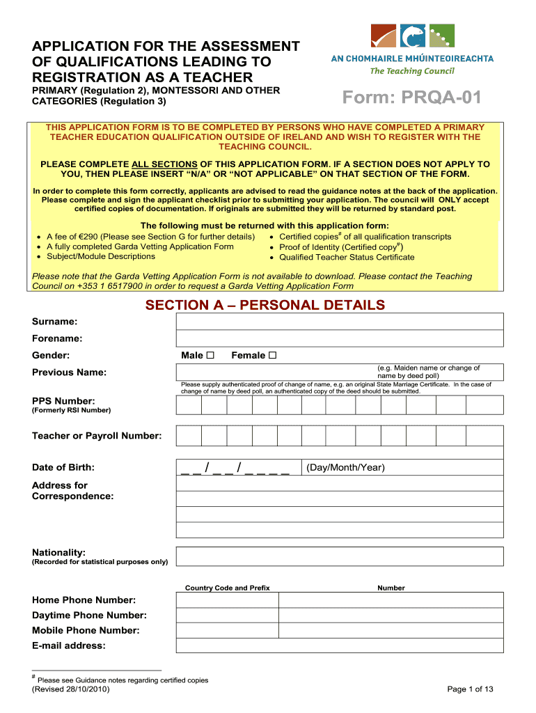 Get and Sign Prqa 01 Form 2010
