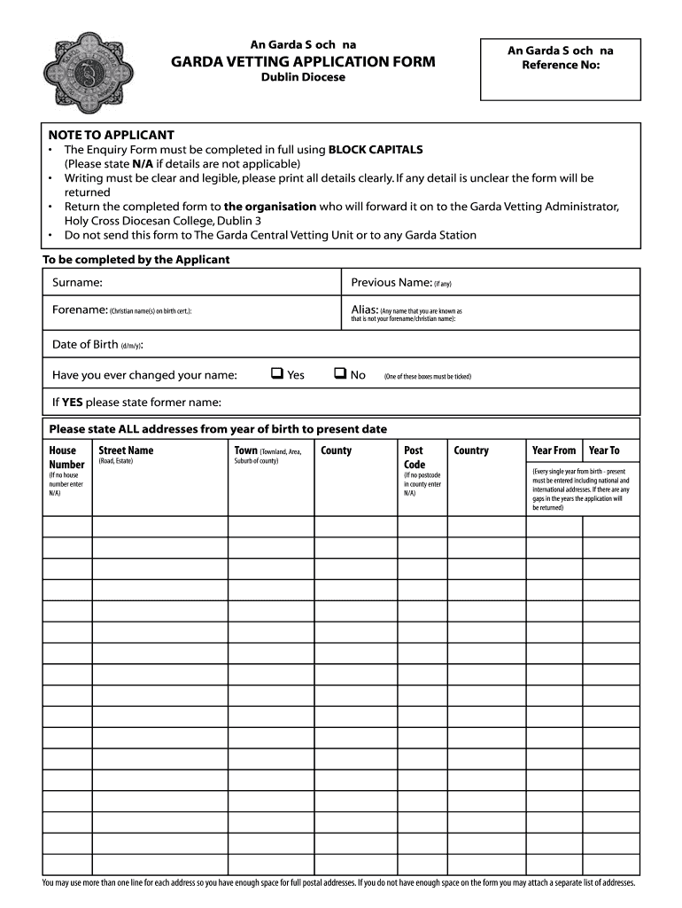 Garda Vetting Form