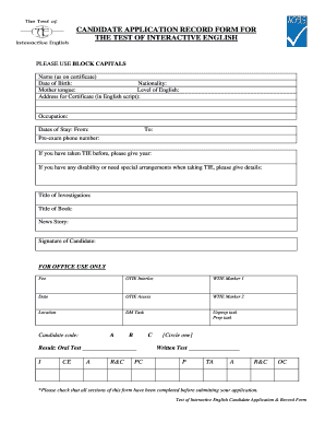 Candidate Application Form