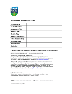 Ucd Assignment Cover Page  Form