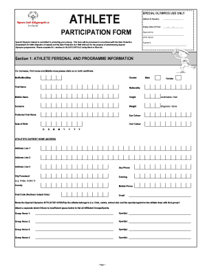 Expiry Date of Special Olympics Athlete Form Ireland