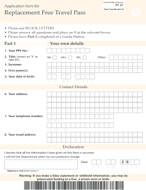 Travel Pass Online Application  Form