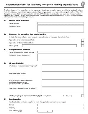 Sec Registration Form for Non Profit Organization Downloadable